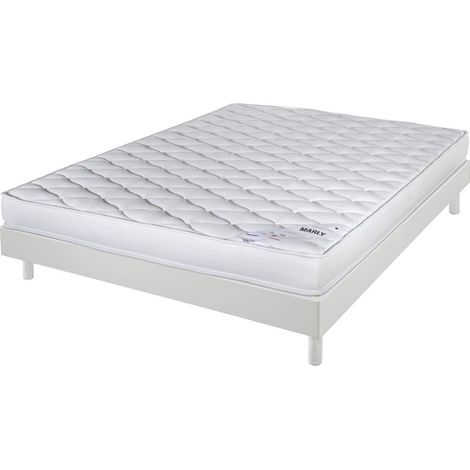 Matelas + sommier 140x190 Mousse - Marly - Soutien ferme - Sommier démonté - Blanc (1/5)