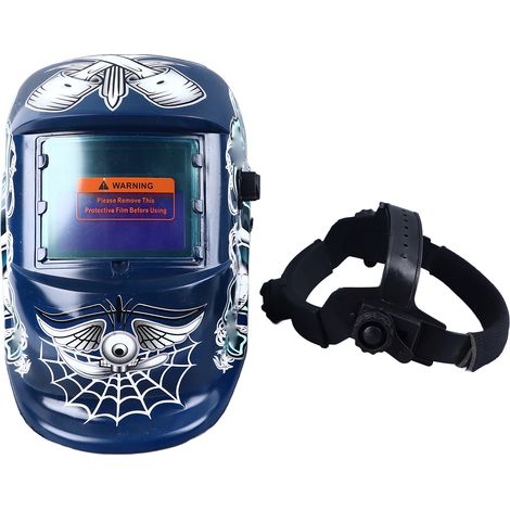 Ortviai Casque à souder automatique avec écran grand angle 93 x 43 mm, 2 capteurs, alimentation solaire et pile, bleu (1/5)