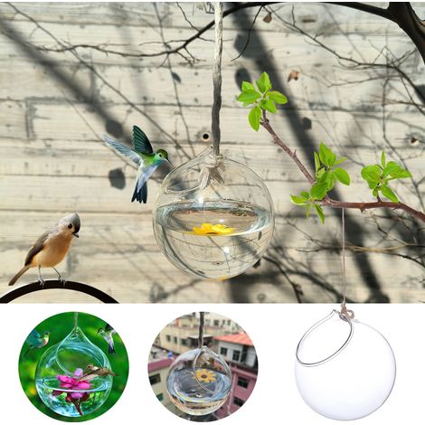 Bol Alimentaire Pour Colibris - Verre Soufflé À La Main - Design Transparent Pour Jardin Extérieur - 1 Pièce (1/5)