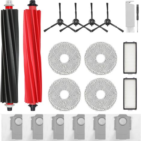 Zubehör Ersatzteile kompatibel mit Roborock Q Revo Master, Qrevo Slim Saugroboter, 1 Hauptbürste, 4 Wischtuch, 2 HEPA-Filter, 4 schwarze Seitenbürsten, 6 Staubbeutel, 1 Reinigungswerkzeug (1/5)