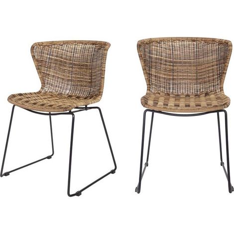 Lot de 2 chaises indoor/outdoor en résine tressée - Naturel - Wings (1/10)