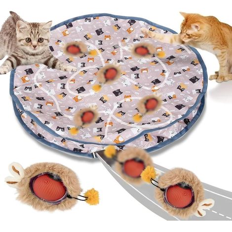 Elektrischer Katzenball mit Spielmatte, interaktives USB-Katzenspielzeug mit Bewegungssensor, intelligenter automatischer Ball, geeignet für Wohnungskatzen.