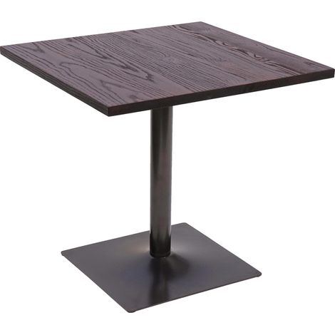 Table de bistrot HWC-H10 table de bar gastronomie industrielle bois d'orme certifié MVG 75x80x80cm - brun foncé (1/5)