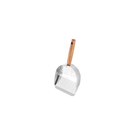 Pala para arena de gato, recogedor de excrementos, pala de acero inoxidable plateada de 13,3 x 27,6 cm - Crezuo