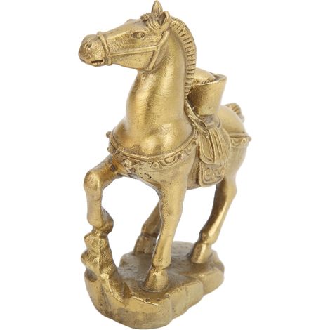 Sculpture Équestre Réaliste en Laiton Artisanal, Cheval de Bureau Élégant et Symbole de Prospérité (1/5)
