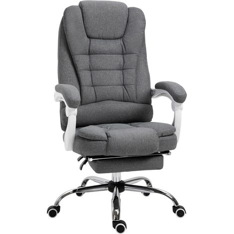 Chaise de bureau Vinsetto ergonomique avec repose-pieds réglable hauteur et inclinable métal gris pour confort domicile (1/5)