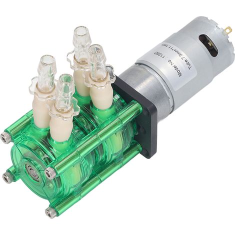 Pompe péristaltique à double tête, corps vert, tuyauterie jaune, débit élevé (700 ml/min), résistante à la corrosion, 12 V CC, 1200 mA (1/5)
