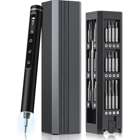 Lot de mini tournevis électriques magnétiques 49 en 1 - 3 couples réglables - Pour réparation de téléphone portable, téléphone, ordinateur portable, ordinateur, PC, lunettes, montres (49 en 1) (1/5)