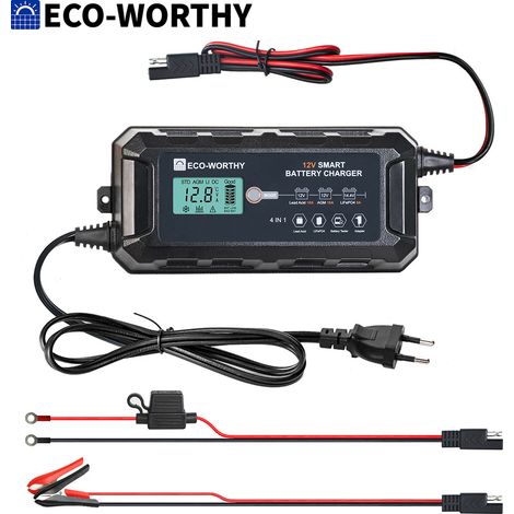 ECO-WORTHY 10A 12V Cargador de batería para batería de plomo LiFePO4 Coche Motocicleta