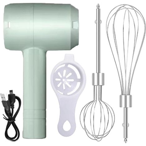 Batidora eléctrica de mano, batidora de mano de acero inoxidable, batidora eléctrica para huevos, batidora de mano recargable, batidora inalámbrica para hornear y cocinar. (1/5)