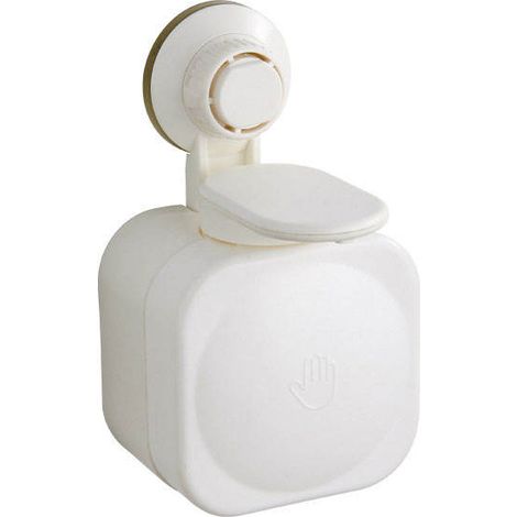 royaluxe -Distributeur de savon liquide à paroi carrée,Accessoires de salle de bain blanc savon gel douche forte aspiration,Fixer avec une forte ventouse (1/5)