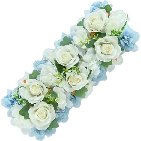 Panneau mural de fleurs, toile de fond artificielle, décoration d'arc de mariage pour fête, cérémonie, anniversaire, bleu blanc (1/5)