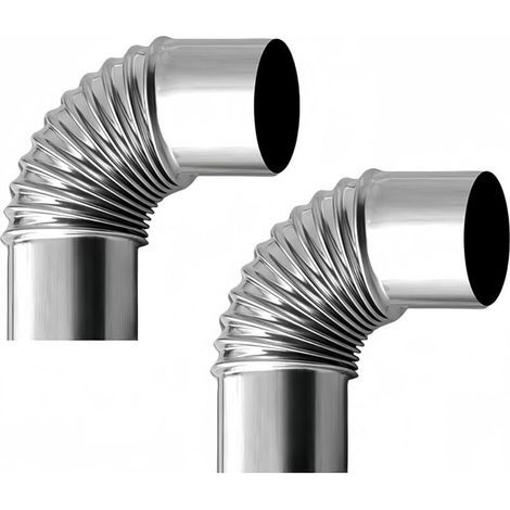 Set mit 2 Edelstahl-Schornsteinrohren (60 mm), 90°-Schornsteinrohr-Winkeladapter, verlängertes Schornsteinrohr, Camping-Schornsteinrohr (1/5)