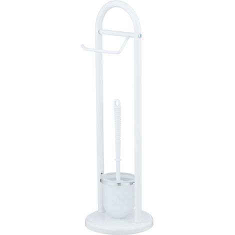 WENKO Stand WC-Garnitur Siena Weiß, Weiß, Stahl weiß , Polypropylen satiniert