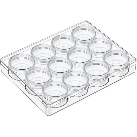 Ensemble de 12 boîtes de rangement transparentes pour perles (1,5 x 1,5 x 0,79 pouces) (1/5)