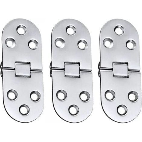 Lot de 3 charnières de table en alliage (argent) en acier inoxydable, charnière rabattable pour porte pliante, pour tiroir, table, bureau, machine à coudre, argent (1/5)