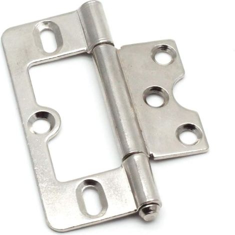 Charnières de porte sans mortaise 76x35mm – Fer nickelé – 2 pièces – Pour portes en bois et métal – Fonctionnement silencieux