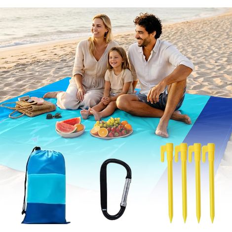 Tapis de Plage Anti Sable, Natte de Plage, Couverture Pique Nique Impermeable, Peut Etre Utilisé pour Les Sorties. Peut Etre Rangé dans la Pochette Fournie, Pratique a Transporter très Pratique (1/5)