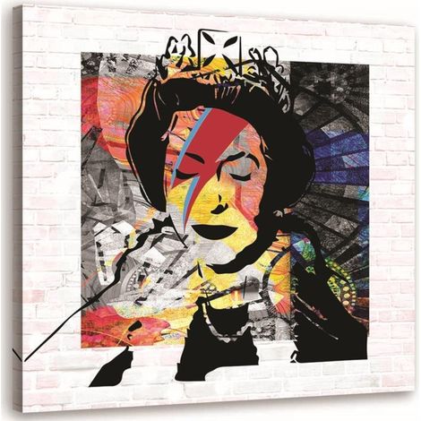 Tableau sur toile Banksy Reine d'Angleterre 40x40 (1/5)