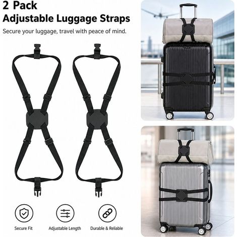 Kaelt - Lot de 2 sangles de bagage ajustables pour valises, connecteur de ceinture de voyage 21,55-31,5 po (1/5)