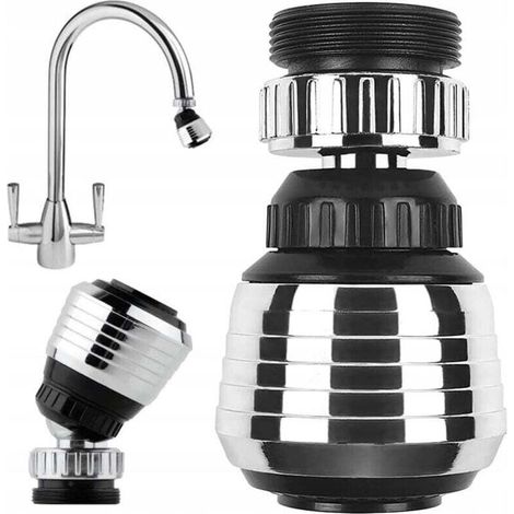 Deux aérateurs de robinet universels réglables Rallonge de robinet de cuisine à double mode Adaptateur économiseur d'eau rotatif abordable Kit complet avec kit d'installation (1/4)