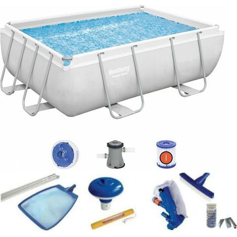 Frame Pool Komplett-Set Bestway Frame 287X201x100 cm Rechteckig mit Filter, Leiter, Reinigungsset und Chlordosiergerät (1/5)