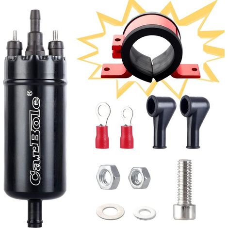 - Kraftstoffpumpe - Benzinpumpe - Hochdruck 125 PSI - Für Turbo- und Saugmotoren - Kompatibel mit Diesel und Benzin - Schwarz - 12 mm Einlass, 8 mm Auslass (1/5)