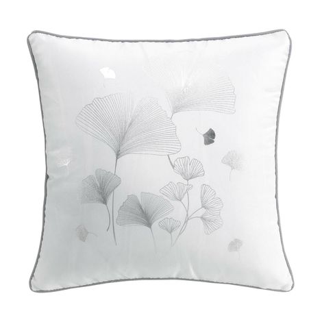 Coussin Déco Imprimé "bloomy" 40x40cm Blanc (1/4)