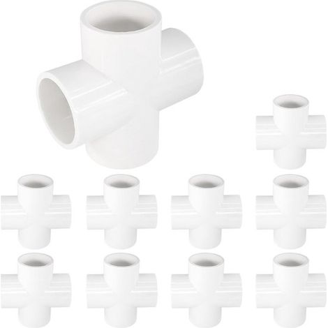 10 pièces - Tuyau PVC 25 mm - Tuyau PVC 25 mm - Tuyau en plastique - Distributeur d'eau 4 voies - Distributeur de robinet extérieur 4 voies - Distributeur 4 voies - Conduite d'eau - pour extérieur et (1/5)