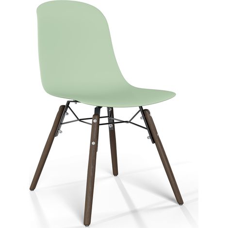 Chaise de salle à manger avec pieds en bois foncé – Style moderne et fonctionnalité - Broly Vert pastel