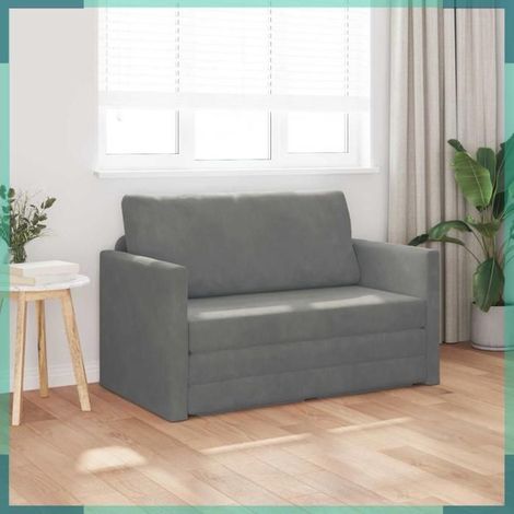 4106703 Canapé-Lit 110cm Gris foncé Velours (1/5)