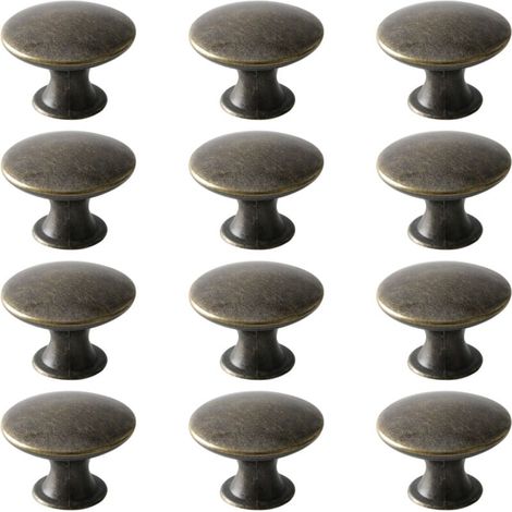 Pomelli per porte, pomelli per cassetti, pomelli per mobili, pomelli rotondi per mobili, pomelli in ottone anticato, maniglie vintage chic, pomelli per mobili da cucina e camera da letto (12, bronzo) (1/4)