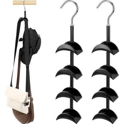 2 pièces ACS à Main, rotatifs à 360° Supports de Rangement pour Sacs à Main, Cravates, écharpes, Chapeaux, Noir (1/5)