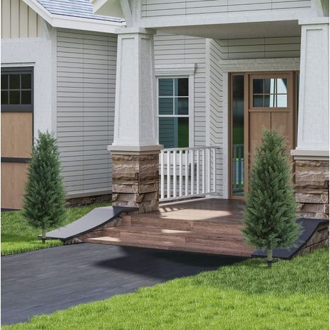 Lot de 2 cyprès artificiels 100 cm avec piquet, plantes décoratives réalistes pour intérieur et extérieur, sans entretien, vert - CHICFURN (1/5)