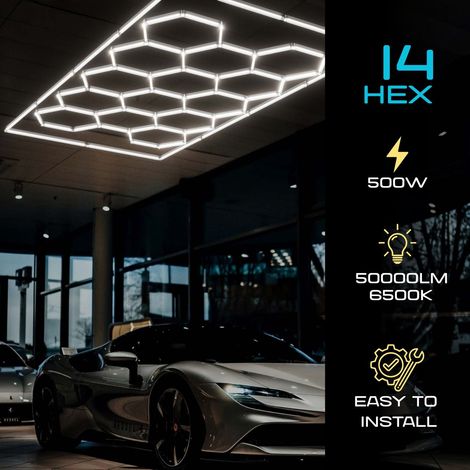 Hexagonale LED-Lampe - 6500K - 14 Hexagone + Rechteck 5m