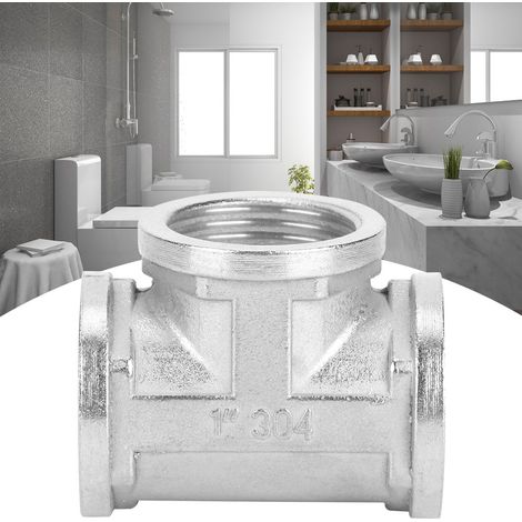 Raccord en T fileté en acier inoxydable 304 pour tuyaux industriels, étagères et outils ménagers. Filetage femelle 1 po x 1 po x 1 po. (1/5)