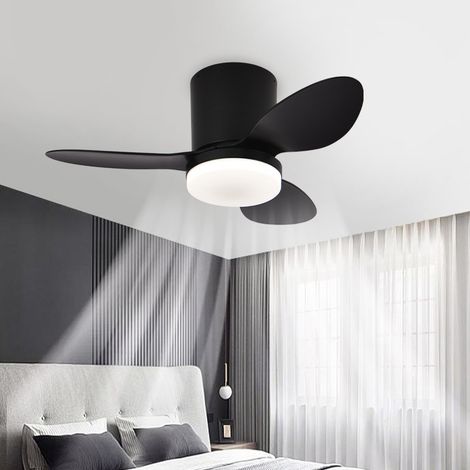 Plafonnier Ventilateur 25" avec Lumière, Télécommande, Réversible et Ventilateur de Plafond Silencieux pour Petit Salon ou Chambre