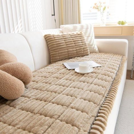 Housse De Canapé - Velours Côtelé Épais Matelassé Coton - Antidérapant Silicone - Lavable En Machine - 90x180cm - 2 Places (1/5)
