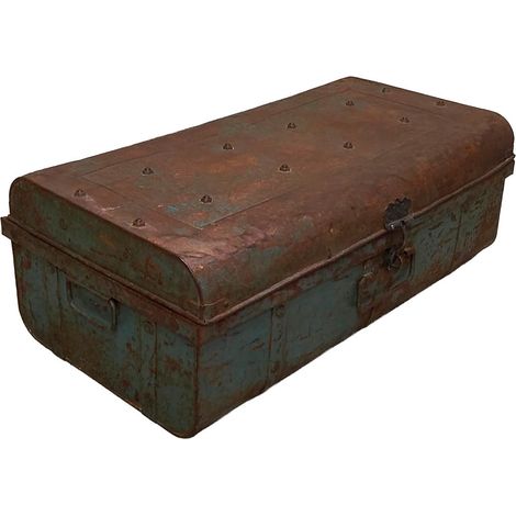 Maleta de metal acabado artesanal marrón 67x37x25h cm