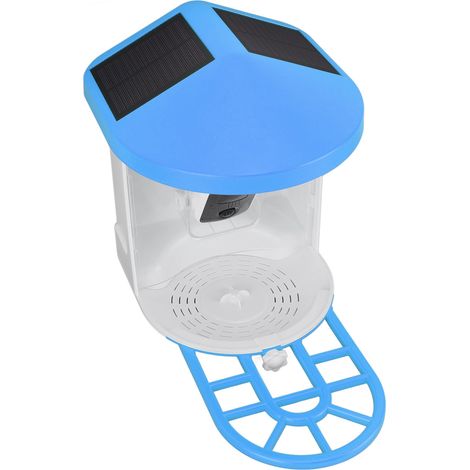 Caméra pour mangeoire à oiseaux solaire 1080p avec identification par IA, vision nocturne, communication bidirectionnelle, Wi-Fi, étanche, batterie intégrée de 5000 mAh, bleue (1/5)