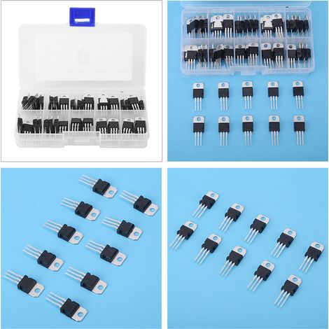 Kit de 60 pièces de transistors L7805CV et LM317t avec boîte de rangement, assortiment de 10 valeurs