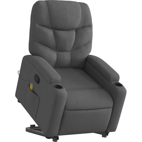Silla de masaje reclinable de pie de tela gris oscuro vidaXL (1/5)