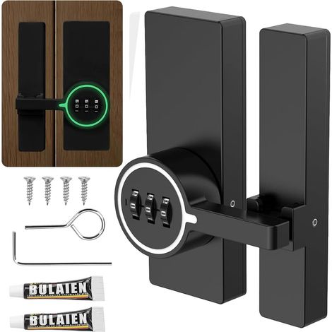Sliding Door Lock, 3 Digit Combination Door Lock  Door Latch with Glue and Screws, Gate Bolt for Doors, Windows, Cupboard and Garden (1/5)