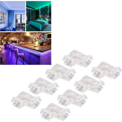 Connecteur de type L 8 mm, connecteur de bande LED monochrome à 2 broches, adaptateur d'extension de terminal sans soudure, connecteur de bande LED transparent sans espace pour bandes lumineuses LED C (1/5)