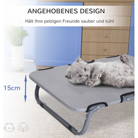 Lit de voyage surélevé pour petit chien, couchage rafraîchissant avec armature en acier, parfait pour le camping, 59 x 46 x 15 cm, gris (1/4)