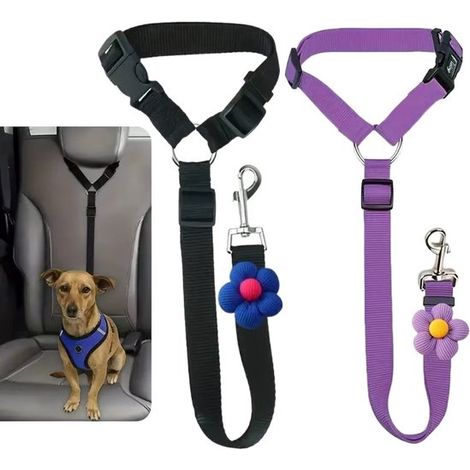 Cintura di sicurezza per auto per cani in 2 pezzi, imbracatura di sicurezza per animali domestici con attacco per poggiatesta, anti-fuga, regolabile. (1/4)