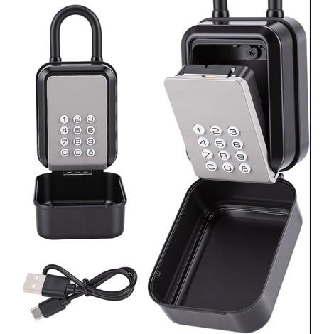 Boîte de Verrouillage de clé Intelligente Code PIN Déverrouiller la boîte à clés électronique Fixation Murale Contrôle de L'application Alliage Gray (1/5)