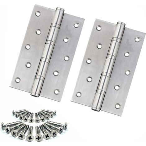 2 x Stainless Steel Door Hinges for Interior and Exterior Piano Door Hinges for Windows and Cupboard Doors 125 x 73 x 2 mm (1/4)