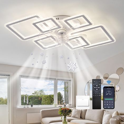 Ventilateur de plafond silencieux avec lumière et télécommande, variateur de fréquence par application, ventilateur de plafond pour salon et chambre (1/5)