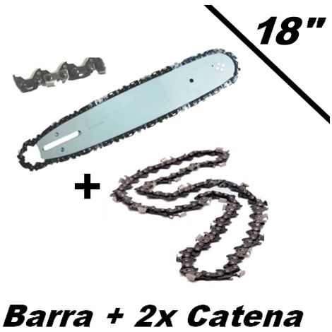 Lama/Barra con doppia catena/2x Catena/Catena di riserva per motosega/elettrosega 45cm
